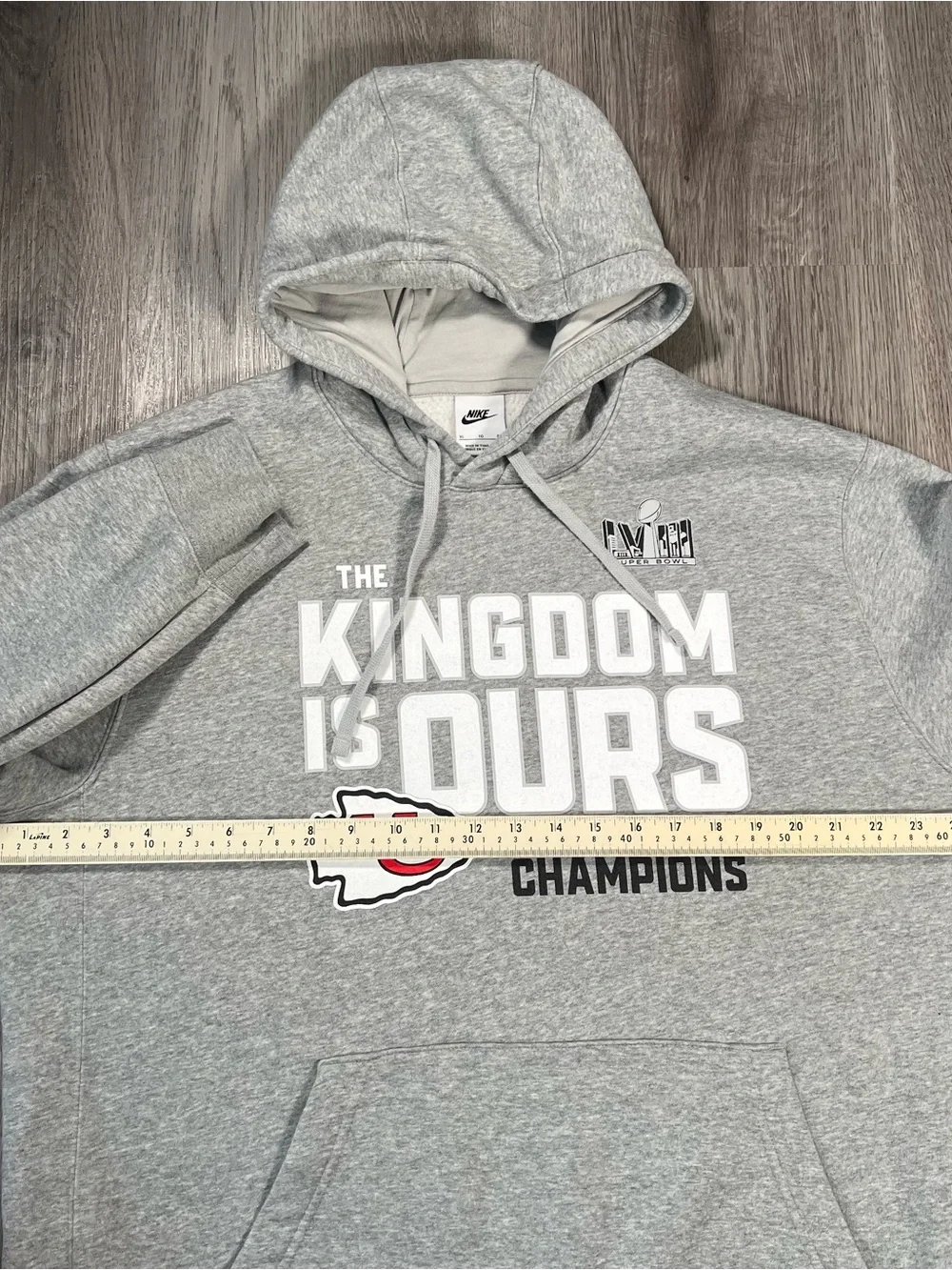 Kansas City Chiefs Kingdom Mens  XL Nike Gray Hoodie Sweatshirt Super Bowl LVIII